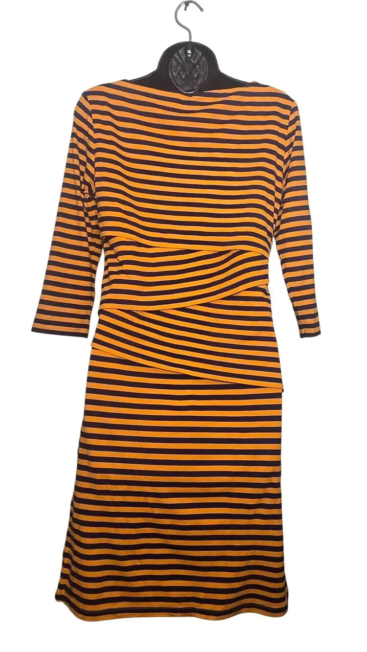 J. McLaughlin Catalina Dress Women's Size Small Orange Navy Nicola Stripe Dress